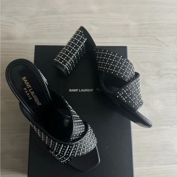 Saint Laurent Lou Lou Studded Sandals - Picture 4 of 5